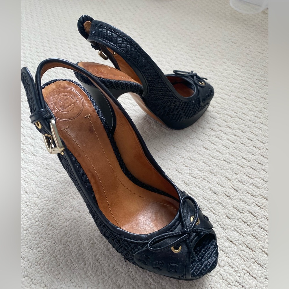 Elegant Zara Black Peep-Toe Slingback Heels